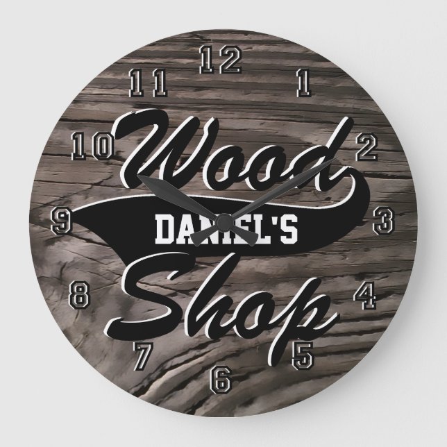 Wood Shop Personalise Large Clock (Front)