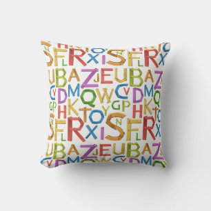 Wood Sign Alphabet Kids Throw Pillow