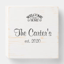 wood sign last name topography welcome home