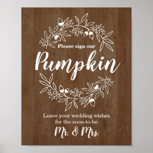 Wood Sign Our Pumpkin Wedding Engagement Guestbook
