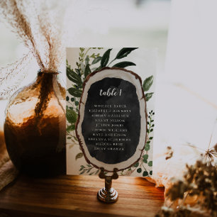 Wood Slice Boho Botanical Table Seating Card