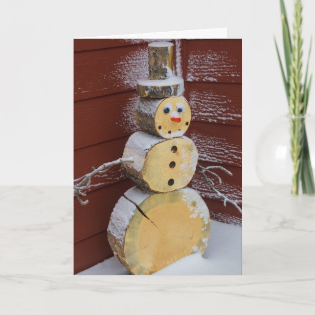 Wood snowman Holiday Card (Front)