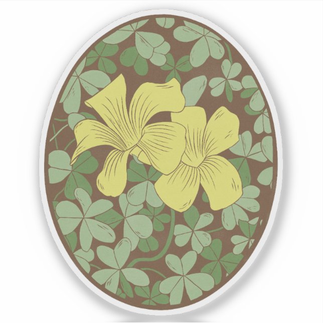 Wood Sorrel Botanical Woodblock Style (Front)