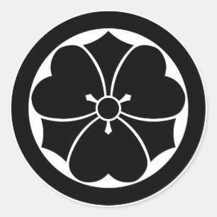 Wood sorrel with swords in circle classic round sticker