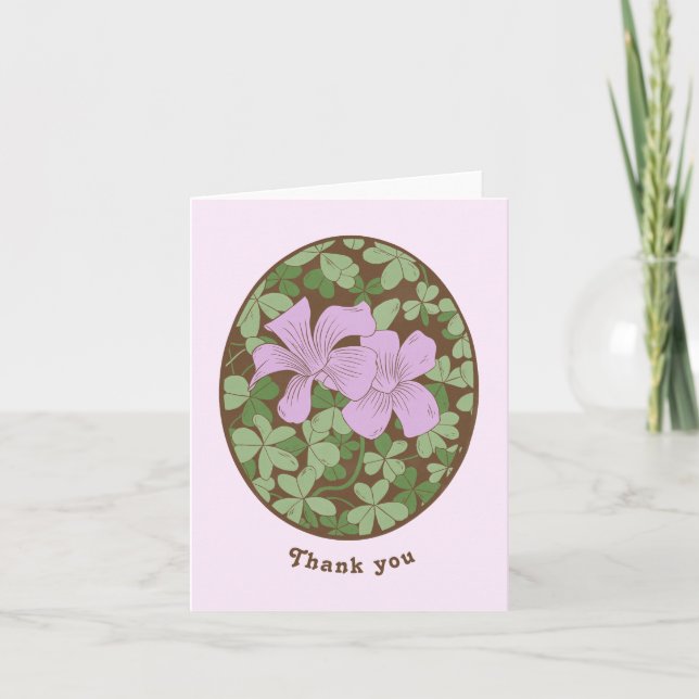 Wood Sorrel Woodblock Style Thank You Card (Front)