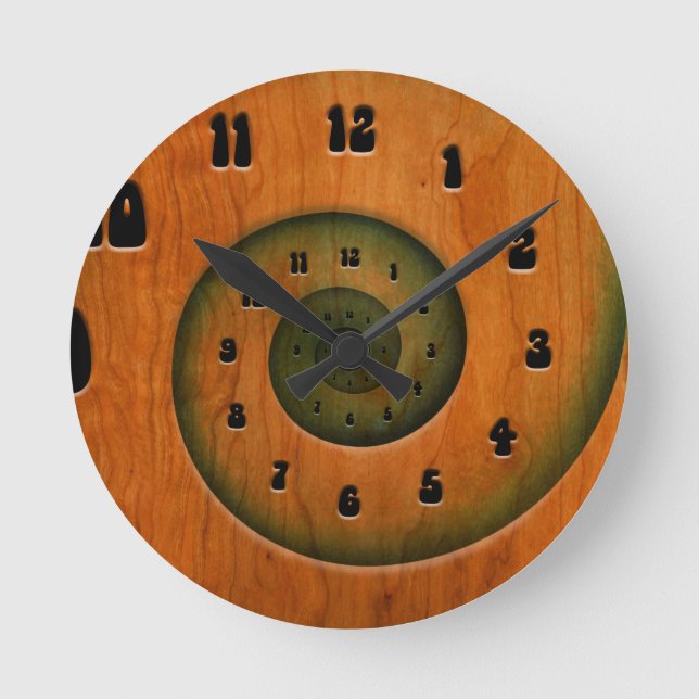 Wood Spiral  Round Clock (Front)