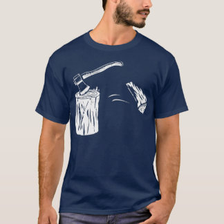 Wood Splitting Ax Chopping Block Retro Firewood T-Shirt