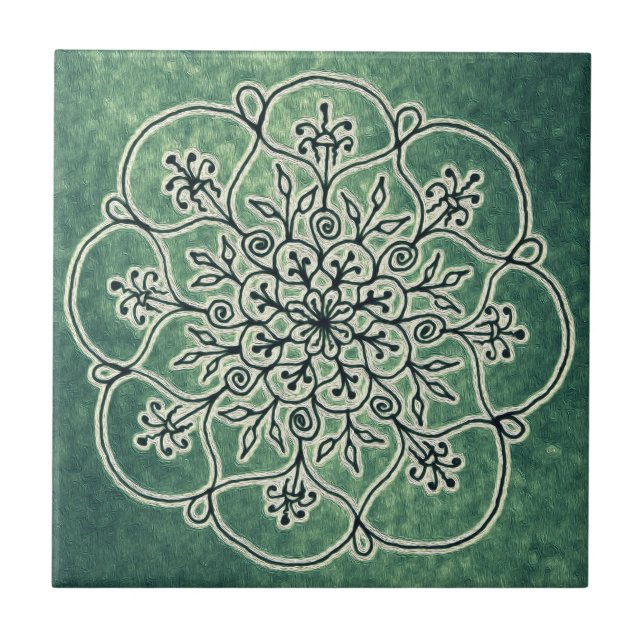 Wood Sprite - Moss Ceramic Tile (Front)