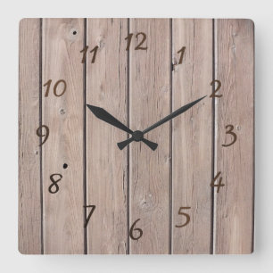 wood square wall clock
