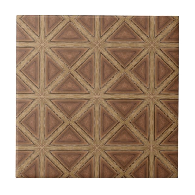 Wood star geometric art design ceramic tile (Front)