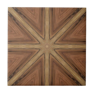 Wood star geometric art design ceramic tile