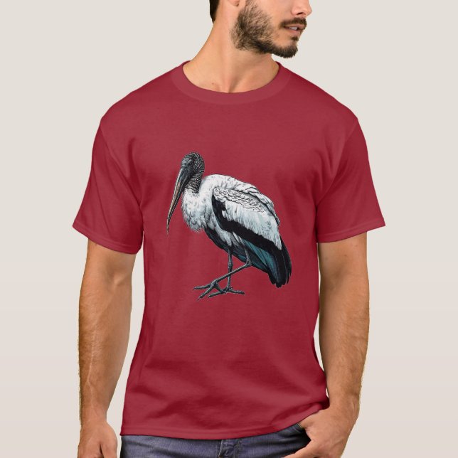 Wood Stork bird Basic Dark T-Shirt (Front)
