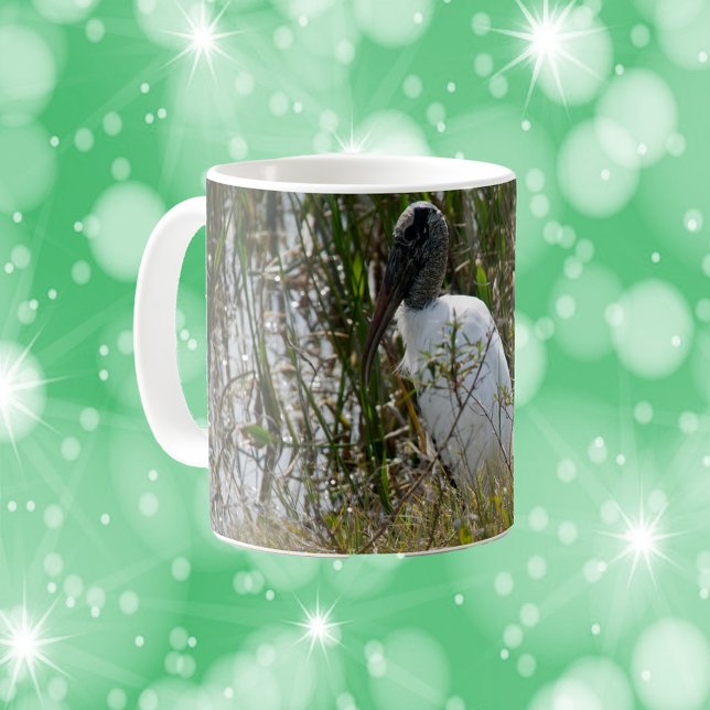 Wood Stork Bird Florida Wetlands Photo Coffee Mug (A mug with a photo of a wood stork bird in Florida.)