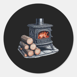 Wood Stove Classic Round Sticker
