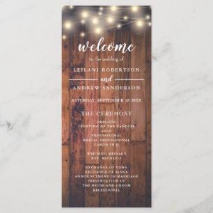 Wood String Light Wedding Program