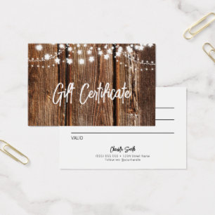Wood & String Lights Holiday Gift Certificate