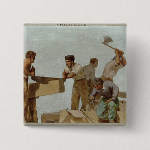 Wood Structure 15 Cm Square Badge