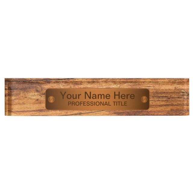 Wood Style Copper Bar Nameplate (Front)