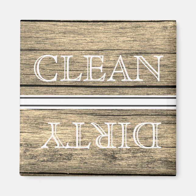 Wood Style Dishwasher Magnet Clean & Dirty (Front)