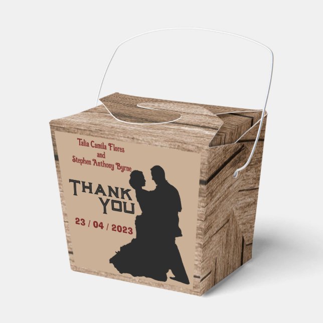 Wood style Wedding Favour Box (Front Side)