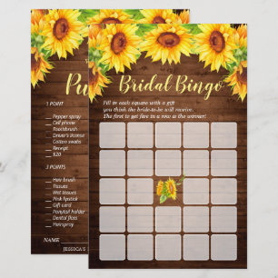 Wood Sunflowers Double-Sided Bridal Shower Game
