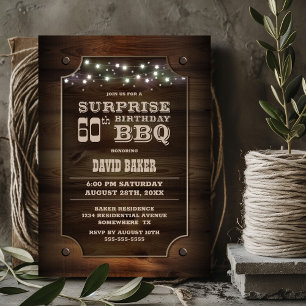 Wood Surprise 60th Birthday BBQ Invitation
