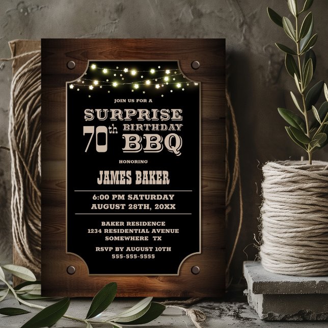 Wood Surprise 70th Birthday BBQ Invitation (Creator Uploaded)