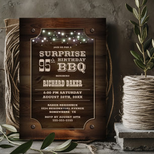 Wood Surprise 95th Birthday BBQ Invitation