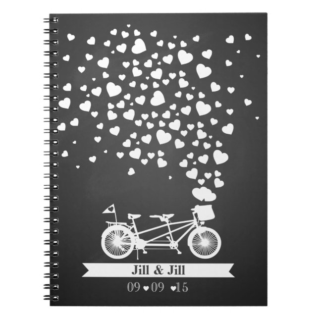 Wood tandem wedding guest book planner notebook (Front)