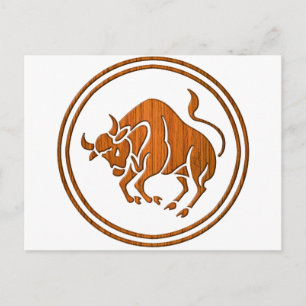 Wood Taurus Zodiac Bull Astrology Sign Postcard