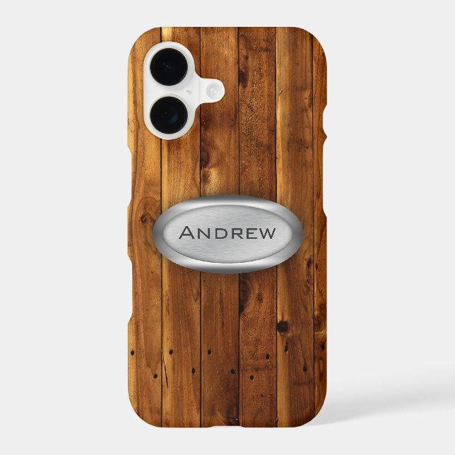 Wood Texture Pattern Metallic Nameplate (Back)