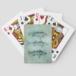 Wood Textured Look Fish Design Playing Cards