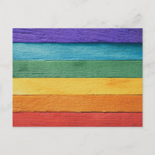 Wood-Textured Rainbow flag Postcard