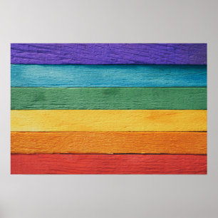Wood-Textured Rainbow flag  Poster