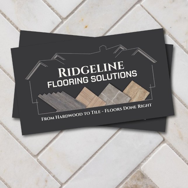 Wood Tile Stone Flooring Contractor Business Card (Creator Uploaded)