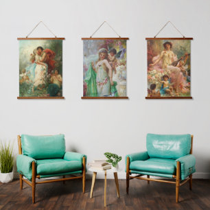 Wood Topped Wall Tapestry