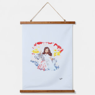 Wood Topped Wall Tapestry : Jesus Christ