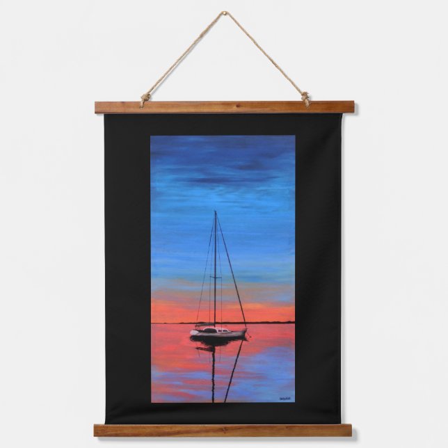 Wood Topped Wall Tapestry mooring at sundown (Front)