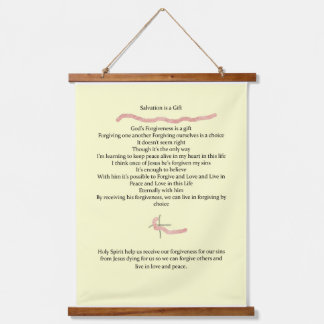 Wood Topped Wall Tapestry "Salvation is a Gift"