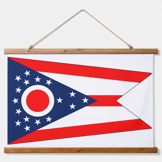 Wood Topped Wall Tapestry with flag of Ohio, U.S. (Front)