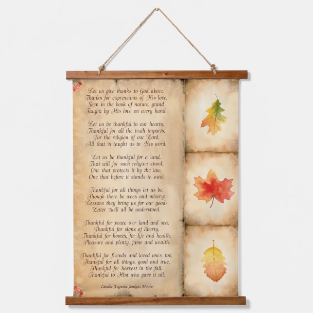 Wood Topped Wall Tapestry with Thanksgiving Poem (Front)
