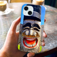 Wood totem laughing face teeth photo bold funny