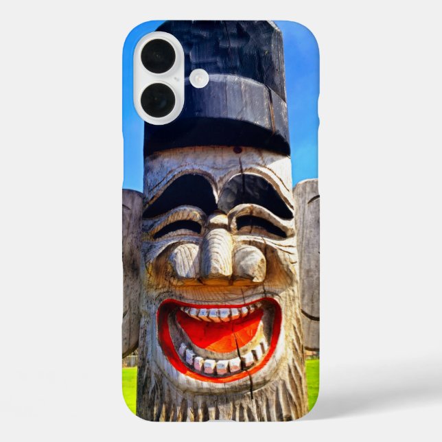 Wood totem laughing face teeth photo funny bold Case-Mate iPhone case (Back)