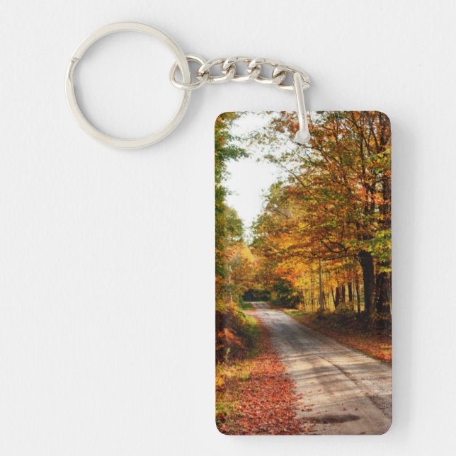 Wood trail with fall foliage key ring (Front)