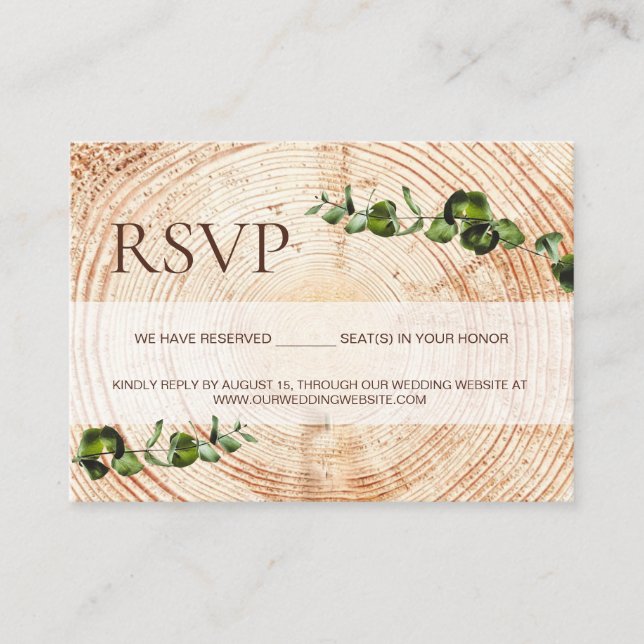 Wood Tree bark Leaves No mailing reserved seats  Enclosure Card (Front)
