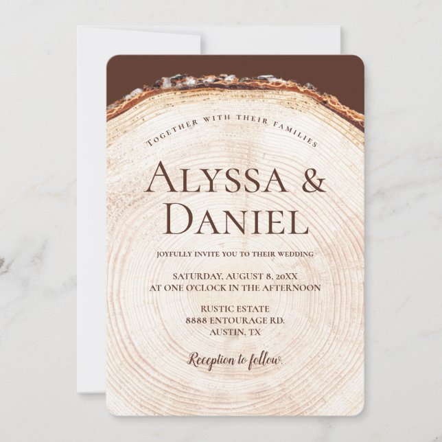 Wood Tree bark Rustic Custom Wedding  Invitation (Front)