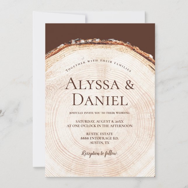 Wood Tree bark Rustic Wedding  Invitation (Front)