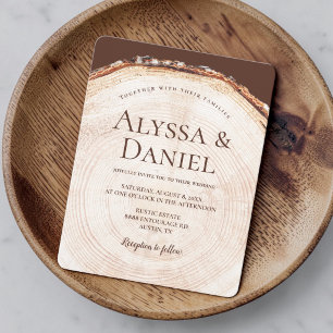 Wood Tree bark Rustic Wedding Invitation