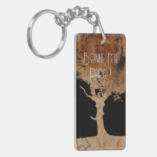 Wood tree key ring