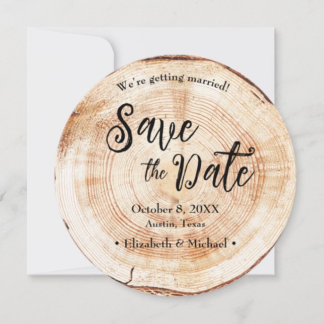 Wood tree stump Rustic Wedding Save the date photo Invitation (Front)